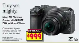 JB Hi-Fi Nikon Z30 Mirrorless Camera with NIKKOR Z DX 16-50mm VR Lens offer