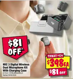 JB Hi-Fi Dji MIC 3 Digital Wireless Dual Microphone Kit With Charging Case offer