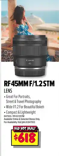 JB Hi-Fi Canon RF45MM F/1.2STM Lens offer