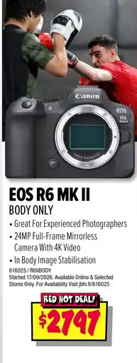 JB Hi-Fi Canon EOS R6 MK II Body Only offer