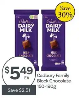 IGA Cadbury Family Block Chocolate offer