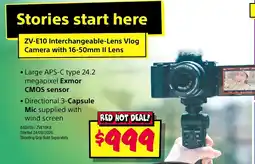 JB Hi-Fi Sony ZV-E10 Interchangeable-Lens Vlog Camera with 16-50mm II Lens offer