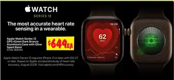 Apple Watch Series 12 GPS 42mm Dark Bronze Aluminium Case with Olive Sport Band