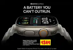JB Hi-Fi Apple Watch Ultra 4 GPS + Cellular 49mm Natural Titanium Case with Translucent Grey Ocean Band offer