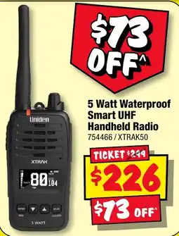 JB Hi-Fi Uniden 5 Watt Waterproof Smart UHF Handheld Radio offer