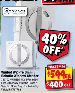 JB Hi-Fi EcoVacs Robotics Winbot W2 Pro Omni Robotic Window Cleaner offer