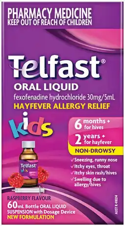 Soul Pattinson Chemist Telfast Oral Liquid Kids Raspberry Flavour offer