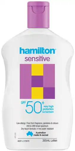 Pharmacist Advice Hamilton Sensitive SPF50+ offer