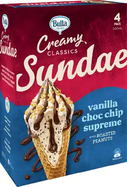 IGA Bulla Creamy Classics Sundae Ice Cream Cone Selected Varieties offer