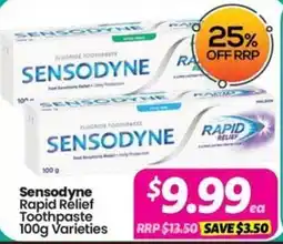 Your Discount Chemist Sensodyne Rapid Relief Toothpaste 100g Varieties offer