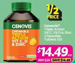 Your Discount Chemist Cenovis Chewable Triple Action Vit C, D & Zinc offer