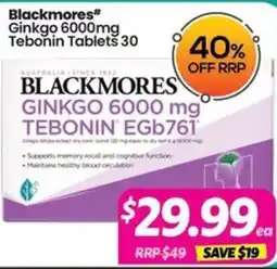 Your Discount Chemist Blackmores Ginkgo 6000mg Tebonin Tablets offer