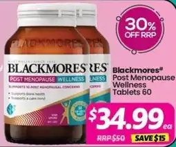 Your Discount Chemist Blackmores Post Menopause Wellness Tablets offer