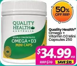 Your Discount Chemist Quality Health Omega + Vitamin D3 Mini Capsules offer