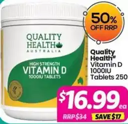 Your Discount Chemist Quality Health Vitamin D 1000IU Tablets offer