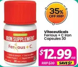 Your Discount Chemist Vitaceuticals Ferrous + C Iron Capsules offer