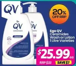 Your Discount Chemist Ego QV Ceramides Wash or Lotion 1 Litre Varieties offer