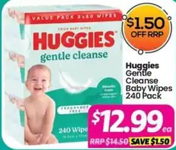Your Discount Chemist Huggies gentle cleanse baby wipes offer