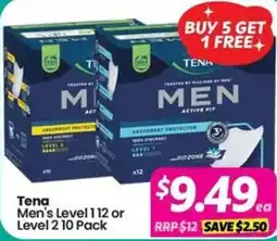 Your Discount Chemist Tena Men's Level 112 or Level 2 10 Pack offer
