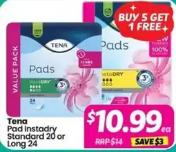 Your Discount Chemist Tena Pad Instadry Standard 20 or Long 24 offer