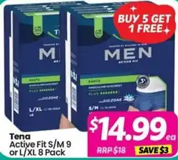 Your Discount Chemist Tena Active Fit S/M 9 or L/XL 8 Pack offer