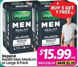 Your Discount Chemist Depend Realfit Men Medium or Large 8 Pack offer