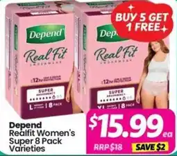 Your Discount Chemist Depend Realfit Women's Super 8 Pack Varieties offer