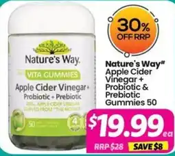 Your Discount Chemist Nature's Way Apple Cider Vinegar + Probiotic + Prebiotic Gummies offer