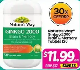 Your Discount Chemist Nature's Way Ginkgo 2000 Brain & Memory offer