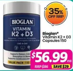 Your Discount Chemist Bioglan Vitamin K2 + D3 Capsules offer