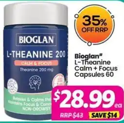 Your Discount Chemist Bioglan L-Theanine Calm + Focus Capsules offer
