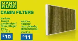 Burson Auto Parts Mann Filter Cabin Filters offer