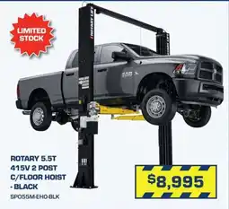 Burson Auto Parts Rotary 5.5T 415V 2 Post C/Floor Hoist - Black offer