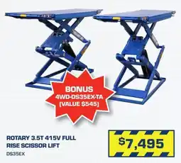 Burson Auto Parts Rotary 3.5T 415V Full Rise Scissor Lift DS35EX offer