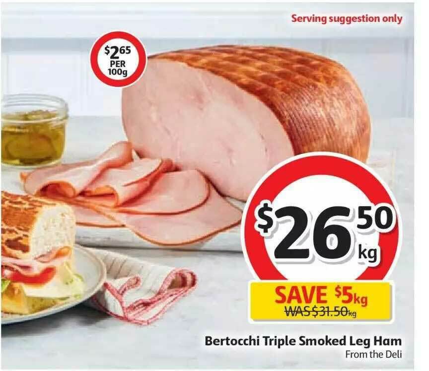 Bertocchi Triple Smoked Leg Ham offer at Coles