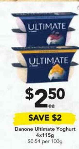 Drakes Danone Ultimate Yoghurt 4x115g offer