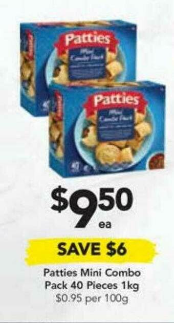 Drakes Patties Mini Combo Pack 40 Pieces 1kg offer