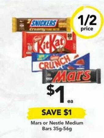 Drakes Mars Or Nestle Medium Bars 35g-56g offer