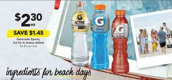 Drakes Gatorade Sports, G2 Or G Active 600ml offer
