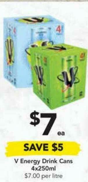Drakes V Energy Drink Cans 4x250ml offer