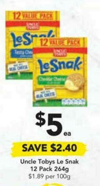 Drakes Uncle Tobys Le Snak 12 Pack 264g offer