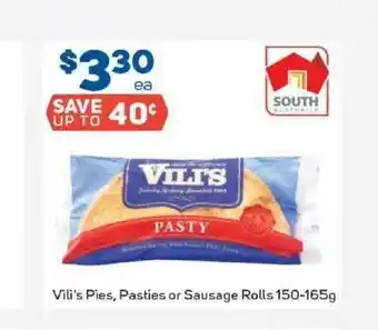 Vili's Pies, Paties Or Sausage Rolls 150-165g
