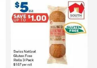 Foodland Swiss Natüral Gluten Free Rolls 3 Pack offer