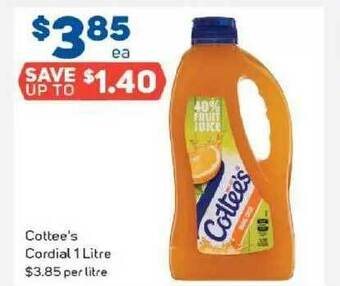 Foodland Cottee's Cordial 1 Litre offer