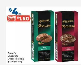 Foodland Arnott's Chocolate Obsession 115g offer