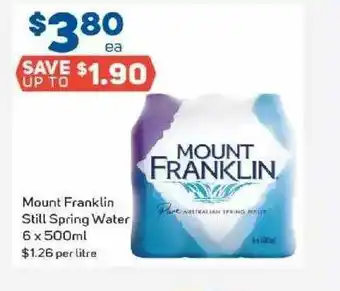 Foodland Mount Franklin Still Spring Water 6 X 500ml offer