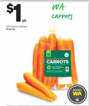 Woolworths WA Carrots 1 Kg Pack offer