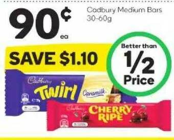 Woolworths Cadbury Medium Bars offer