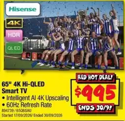 JB Hi-Fi Hisense 65" 4K Hi-QLED Smart TV offer