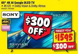 JB Hi-Fi Sony 65" 4K AI Google OLED TV offer